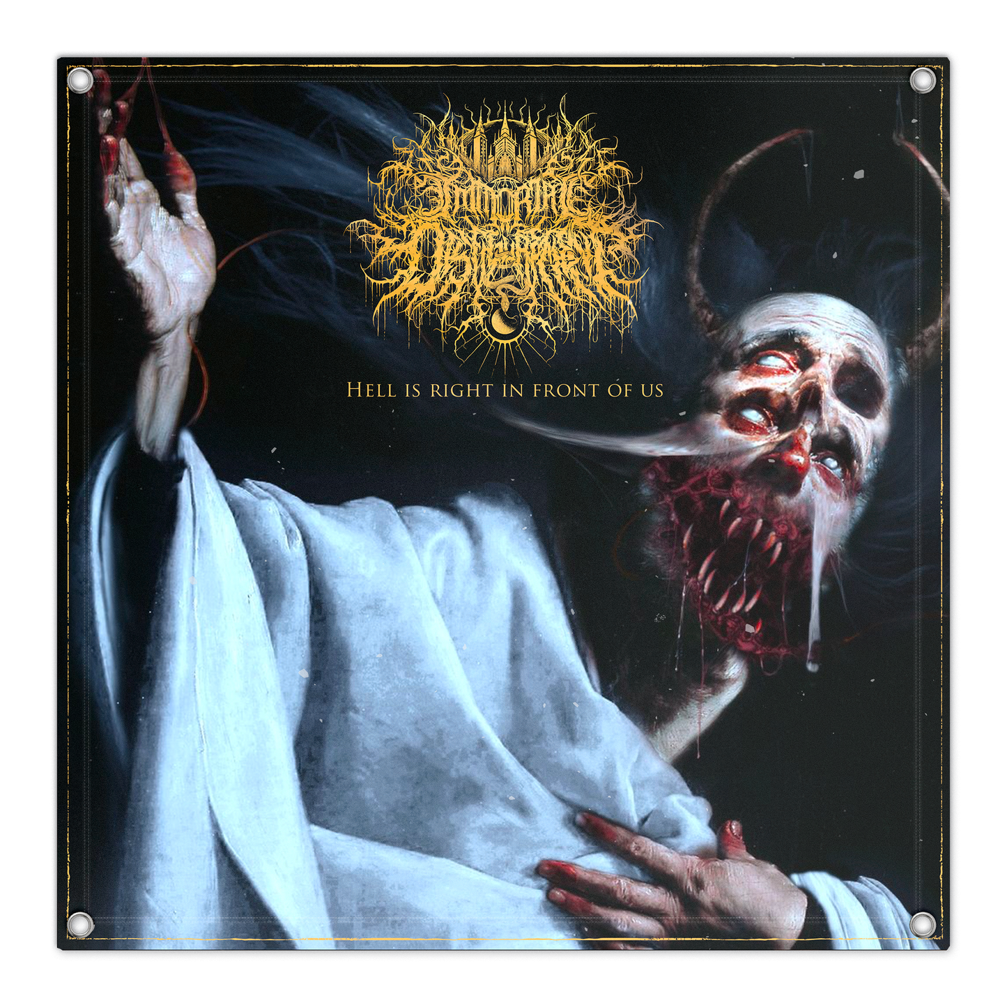 "Hell is Right in Front of Us" Wall Flag